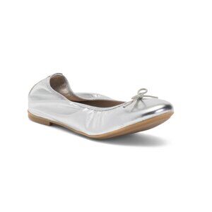 OROSCURO Silver Made In Italy Leather Ballet Shoes